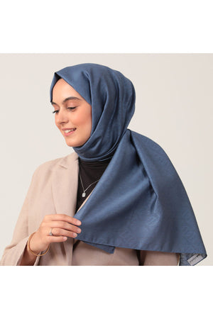 Yün İpek Şal - Zincir Desen - İndigo