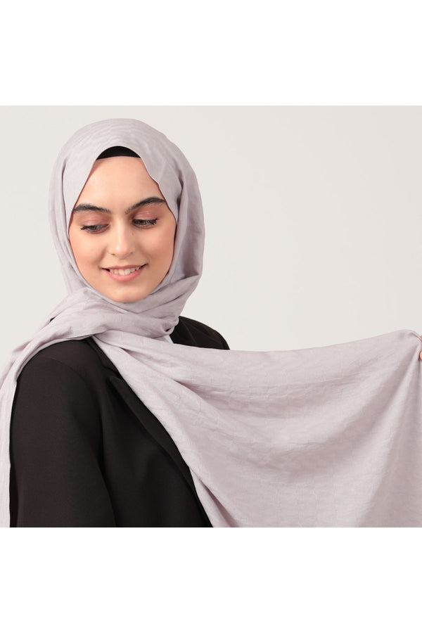 V Desen Fresh Cotton Şal - Buz Beyazı