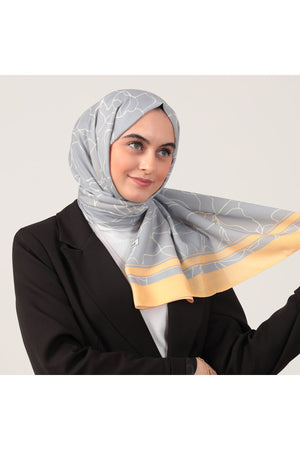 Pamuk İpek Şal - Gelincik Desen - Sarı