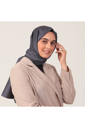 Yün İpek Şal - Zincir Desen - Kot Mavi