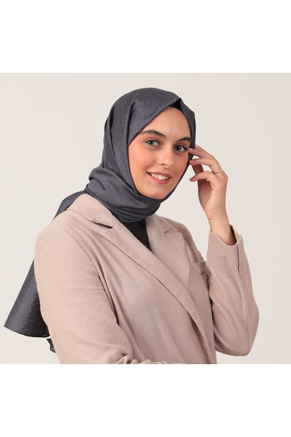 Yün İpek Şal - Zincir Desen - Kot Mavi