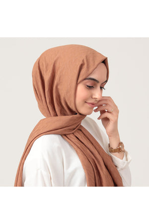 V Desen Fresh Cotton Şal - Tarçın