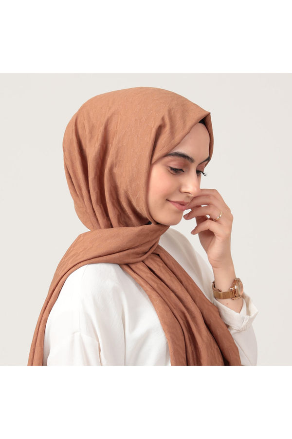 V Desen Fresh Cotton Şal - Tarçın