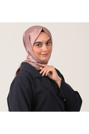 Yün İpek Şal - Zincir Desen - Pudra