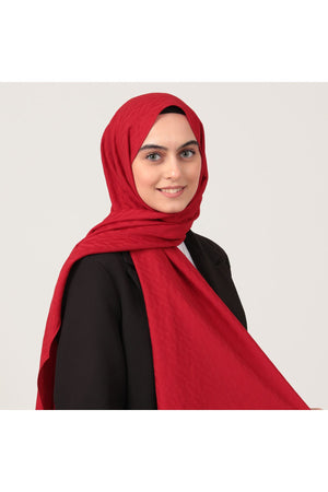 V Desen Fresh Cotton Şal - Kırmızı
