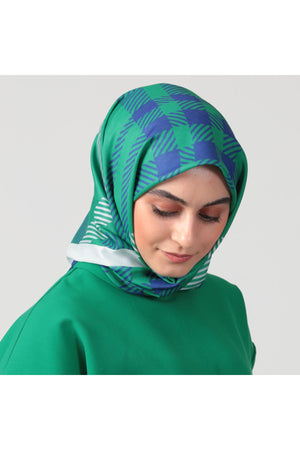 Pamuk İpek Eşarp - Ekose Desen - Benetton