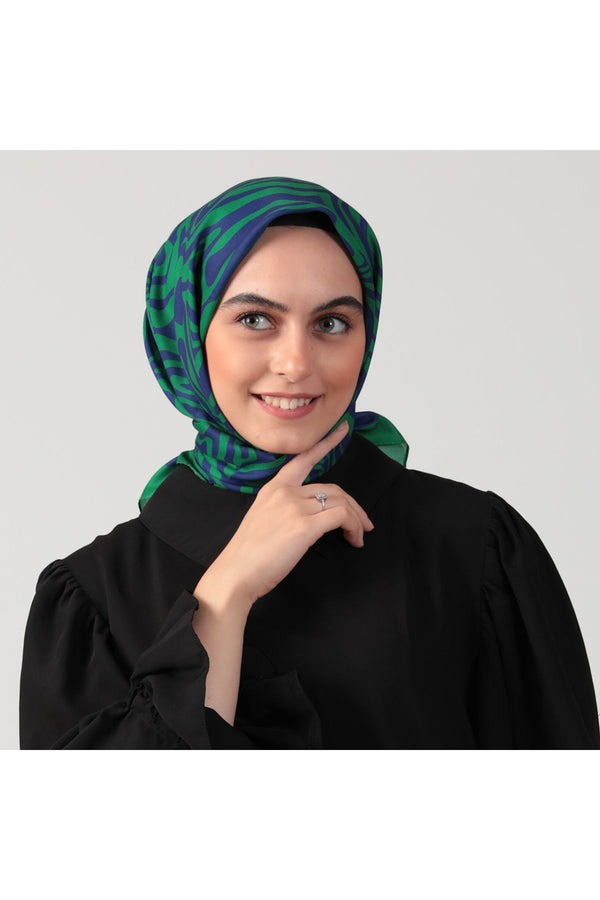 Pamuk İpek Eşarp - Helezon Desen - Benetton