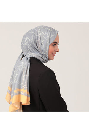 Pamuk İpek Şal - Gelincik Desen - Sarı