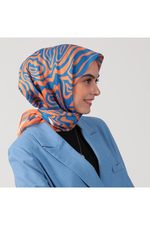 Pamuk İpek Eşarp - Helezon Desen - Orange