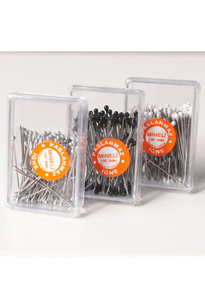 Eşarp Iğnesi - 3'lü Set - Gümüş - Siyah - Beyaz