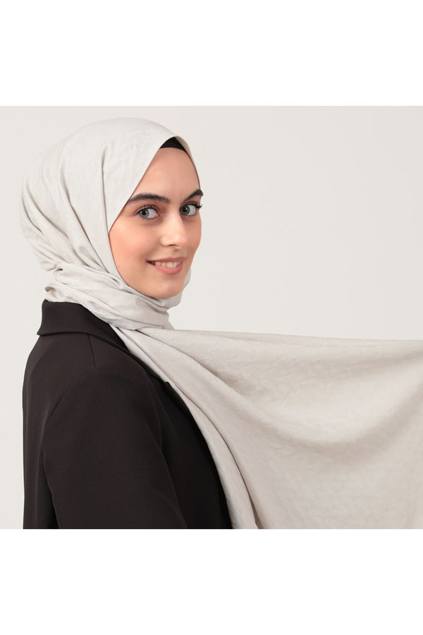 V Desen Fresh Cotton Şal - Açık Gri