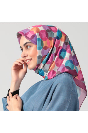 Pamuk İpek Eşarp - Ring Desen - Mürdüm