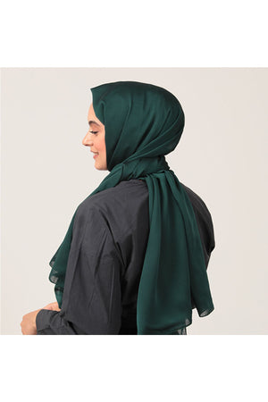 Janjanlı Şifon Şal - Çam Yeşili