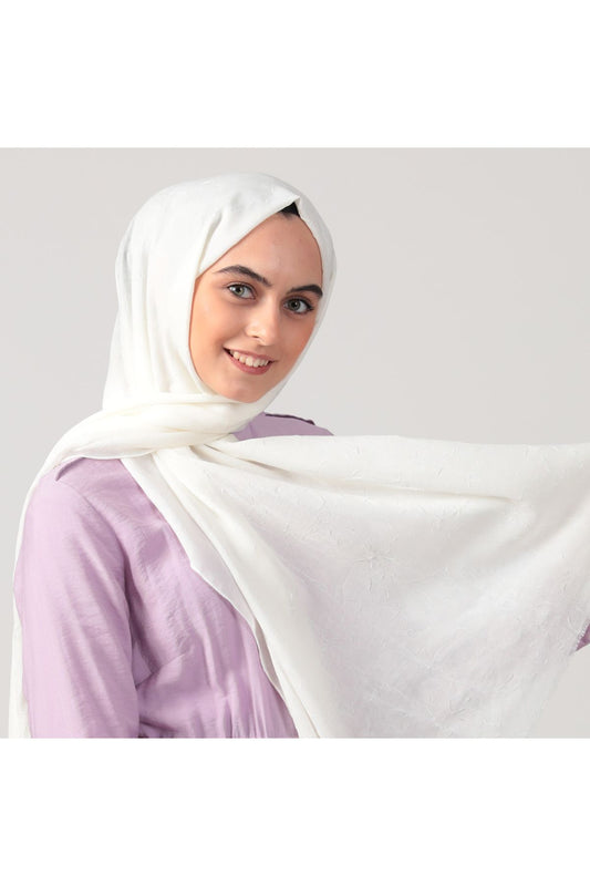 Pamuk Kraş Şal - Ekru