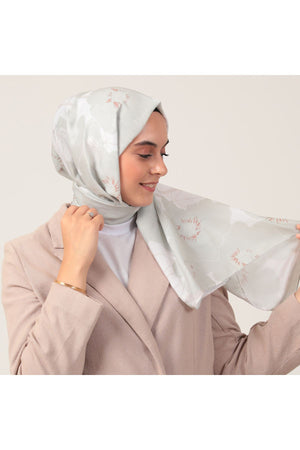 Pamuk İpek Şal - Manolya Desen - Çağla Yeşili