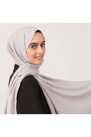 V Desen Fresh Cotton Şal - Buz Beyazı