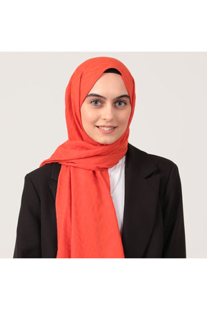 V Desen Fresh Cotton Şal - Turuncu