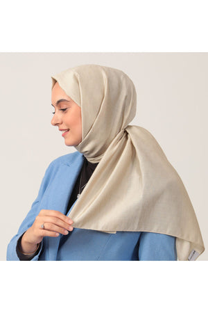 Yün İpek Şal - Dağ Desen - Bej