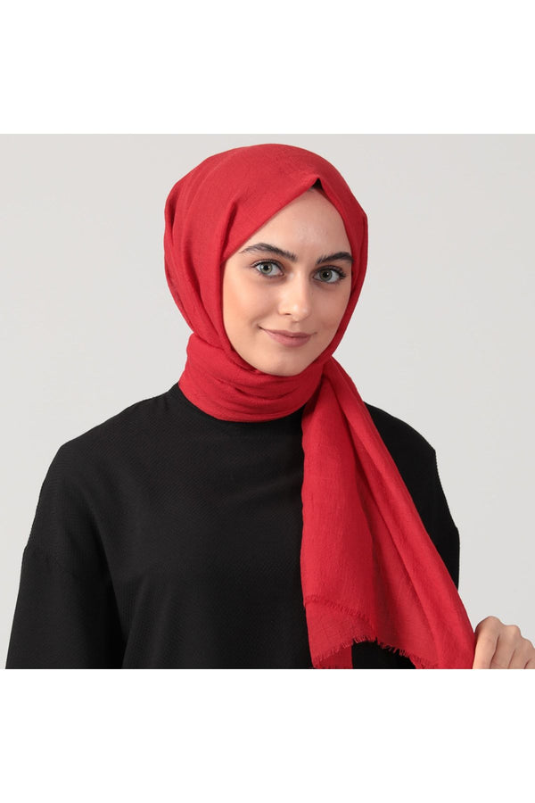 Ultra Ince Pamuk Şal - Kırmızı
