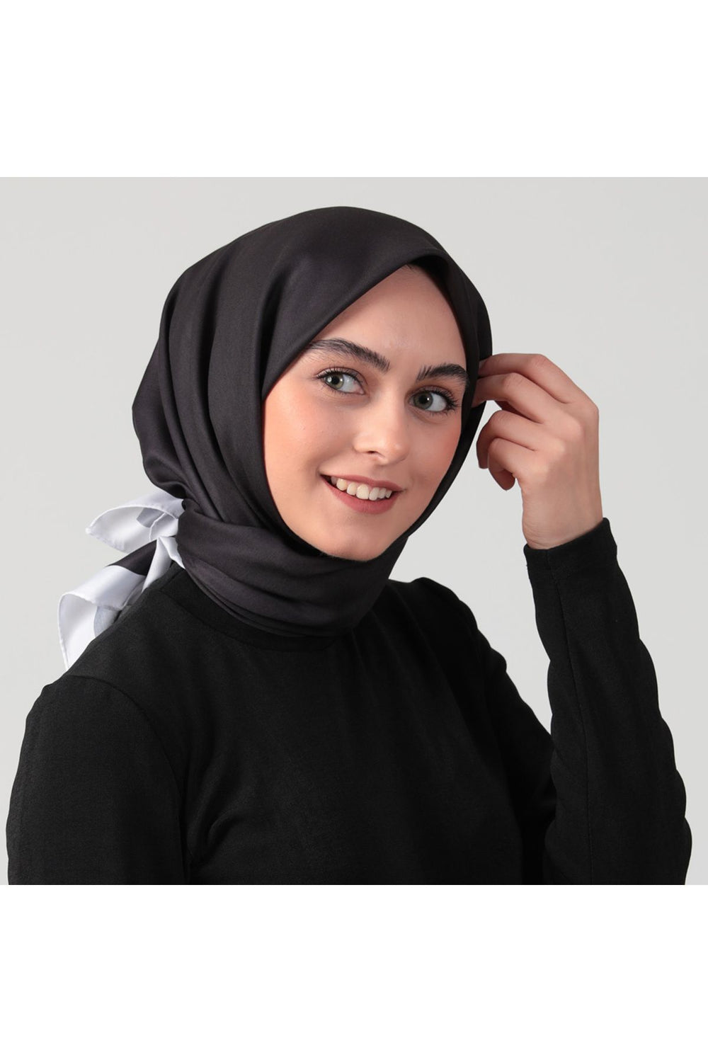 Pamuk İpek Eşarp - Düz Renk - Siyah