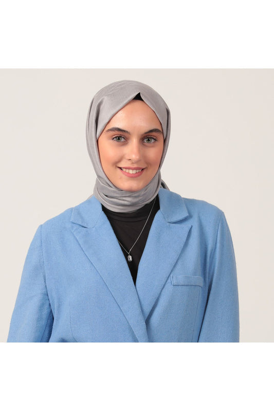 Yün İpek Şal - Dağ Desen - Gümüş