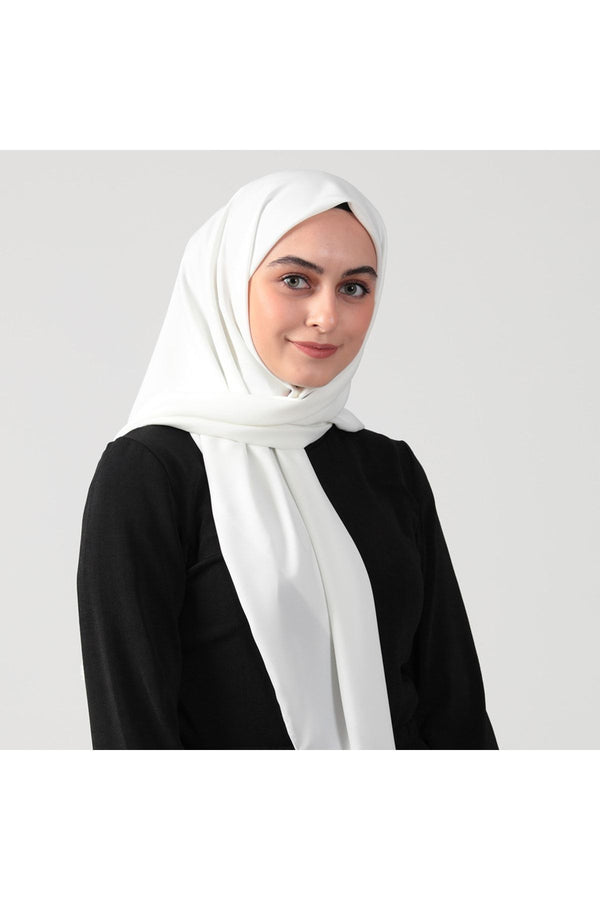 Medine İpeği Eşarp 110 x 110 cm - İnci Beyazı