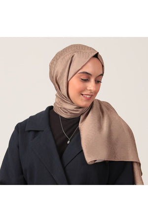 Yün İpek Şal - Zincir Desen - Sütlü Kahve