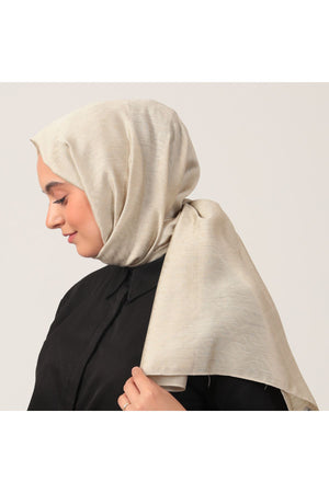 Yün İpek Şal - Zincir Desen - Bej