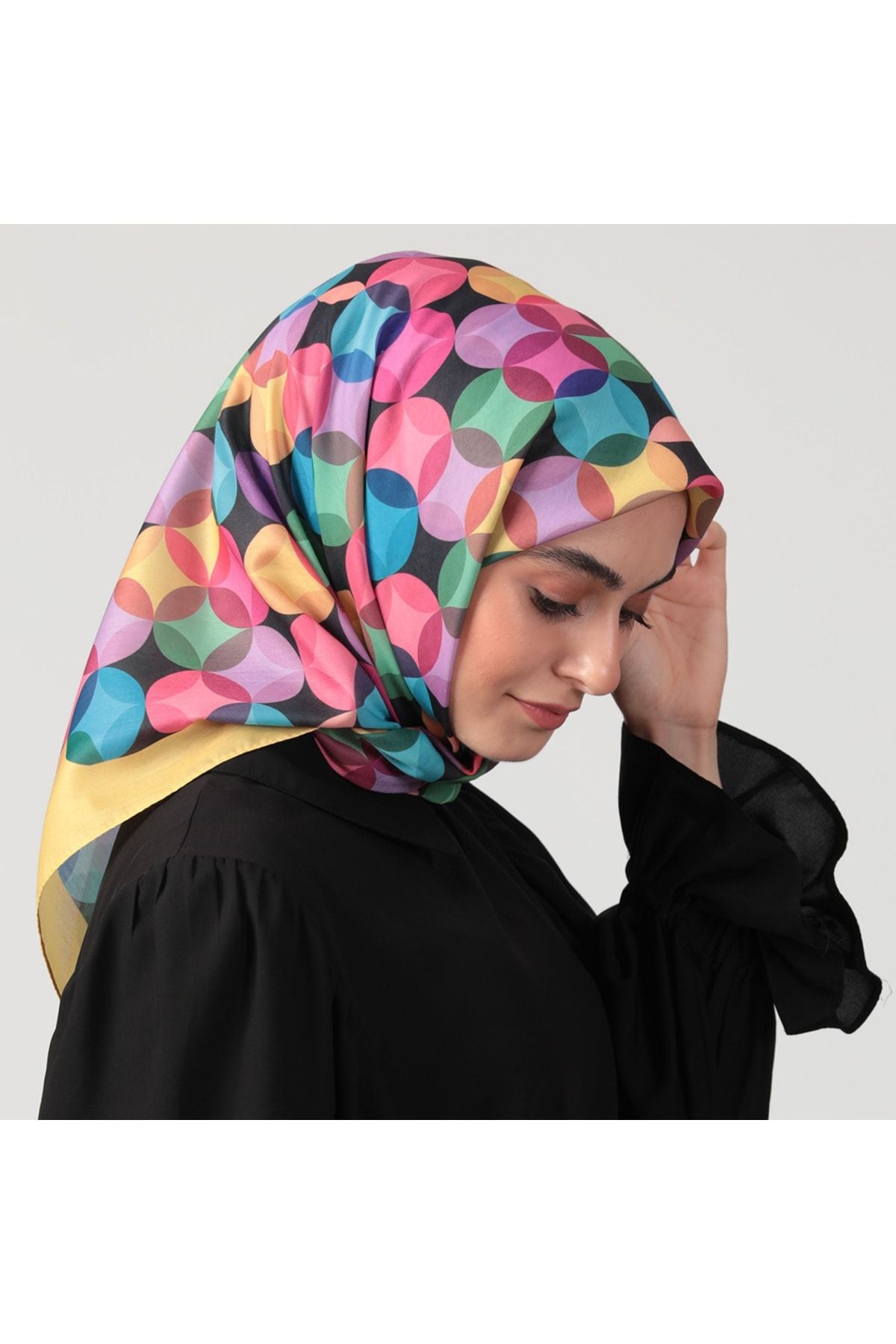 Pamuk Ipek Eşarp - Ring Desen - Sarı