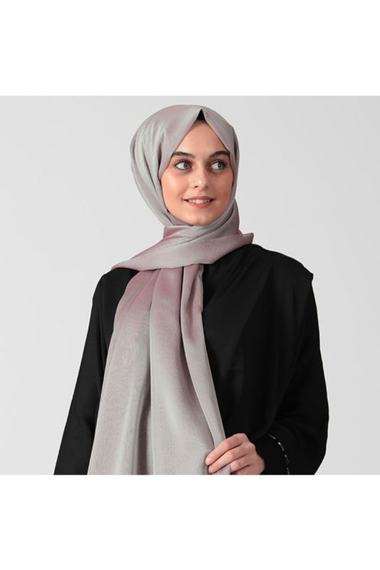 Janjanlı Şifon Şal - Gri Kırmızı