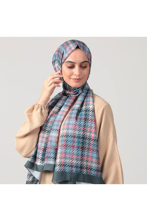 Pamuk Ipek Şal - Kazayağı Desen - Füme