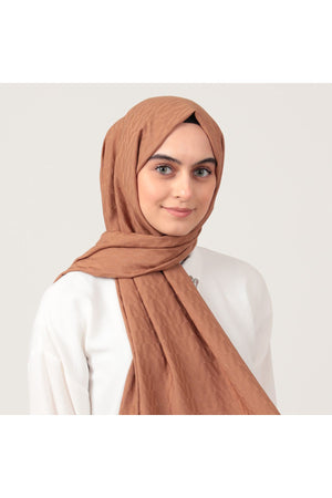 V Desen Fresh Cotton Şal - Tarçın