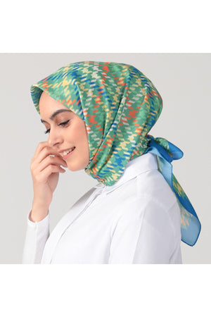 Pamuk İpek Eşarp - Kazayağı Desen - Fıstık