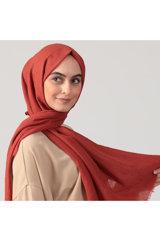 Pamuk Kraş Şal - Kiremit