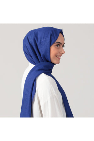Pamuk Kraş Şal - Saks Mavi