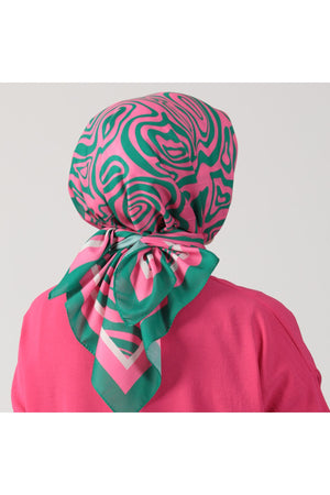 Pamuk İpek Eşarp - Helezon Desen - Pembe