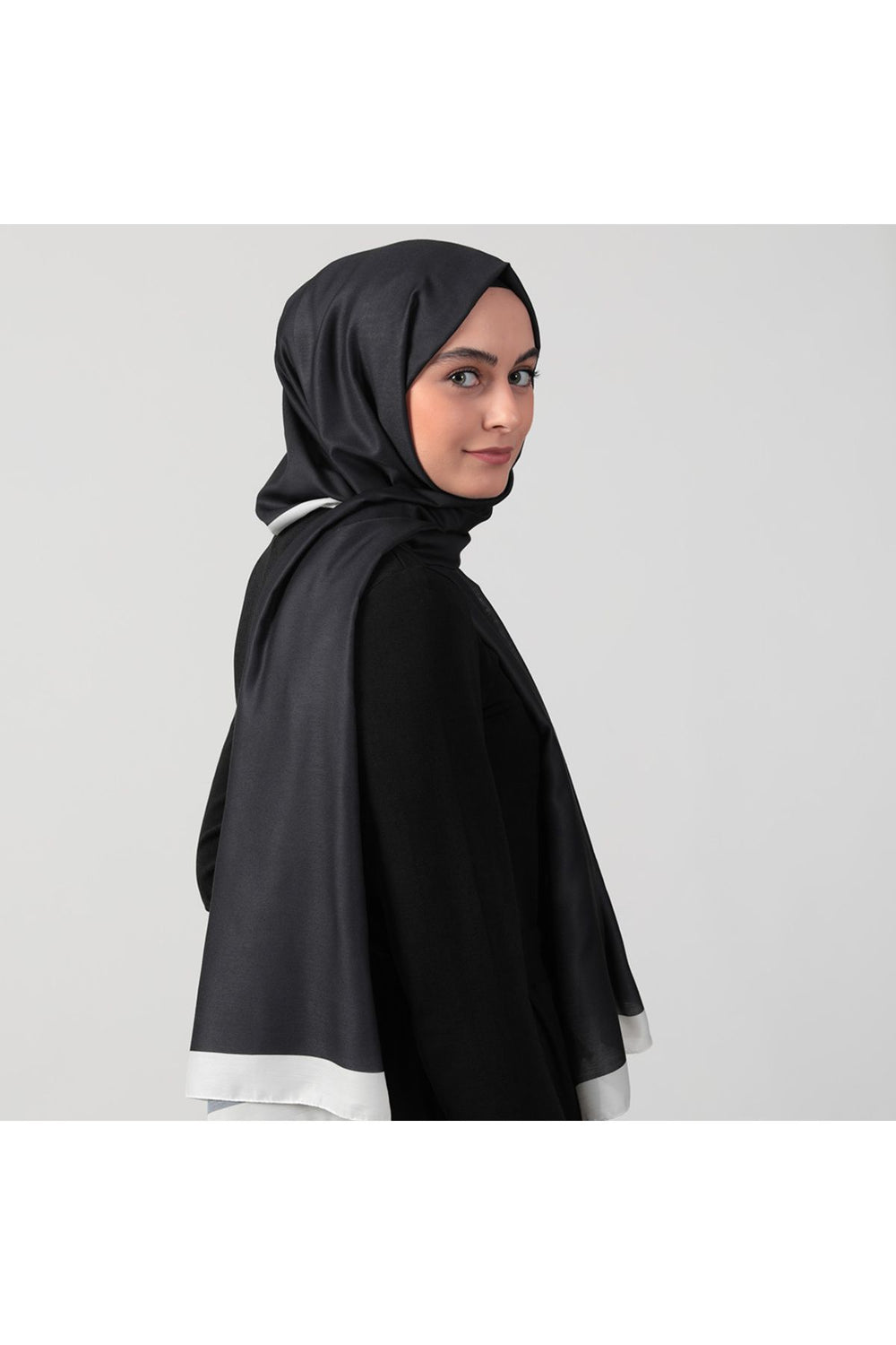 Pamuk İpek Şal - Düz Renk Şal - Siyah