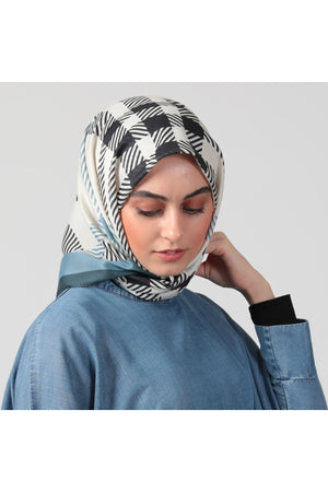 Pamuk İpek Eşarp Ekose Desen Çakmak Taşı