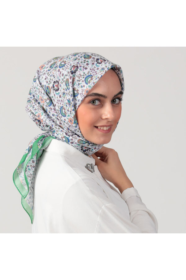 Pamuk İpek Eşarp - Çini Desen - Benetton