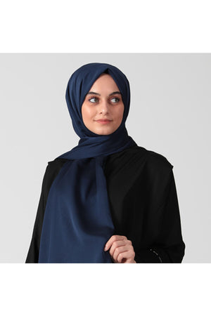 Janjanlı Şifon Şal - Lacivert