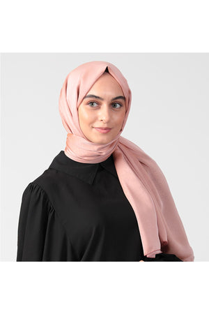 Janjanlı Şifon Şal - Pudra