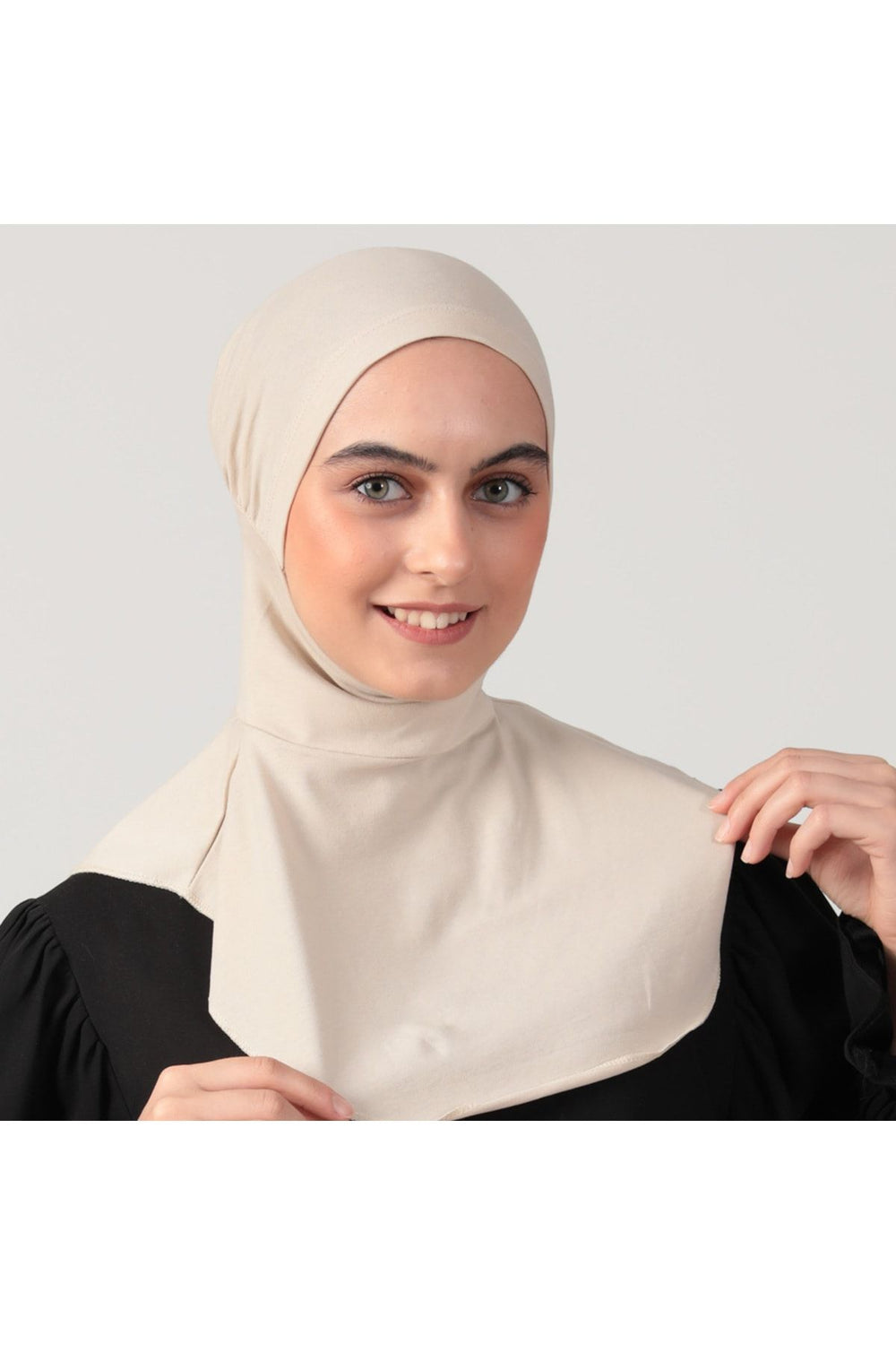 Boyunluklu Hijab Bone - Özel Üretim - Vizon