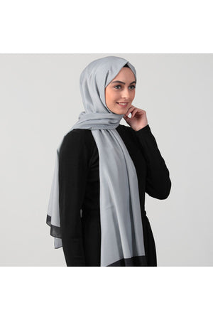 Pamuk İpek Şal - Düz Renk Şal - Gri