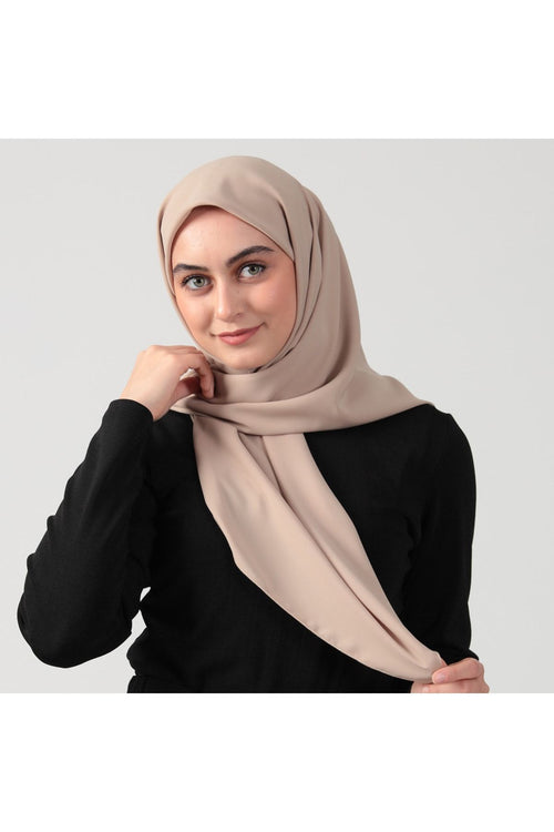 Medine İpeği Eşarp 110 x 110 cm - Koyu Bej