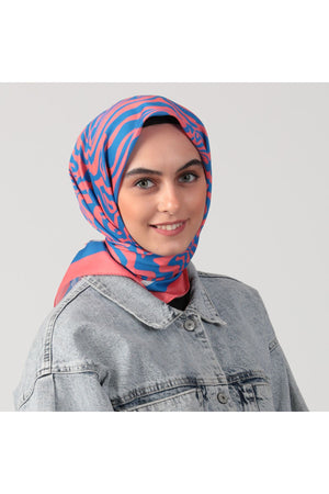 Pamuk İpek Eşarp - Helezon Desen - Şeker Pembe