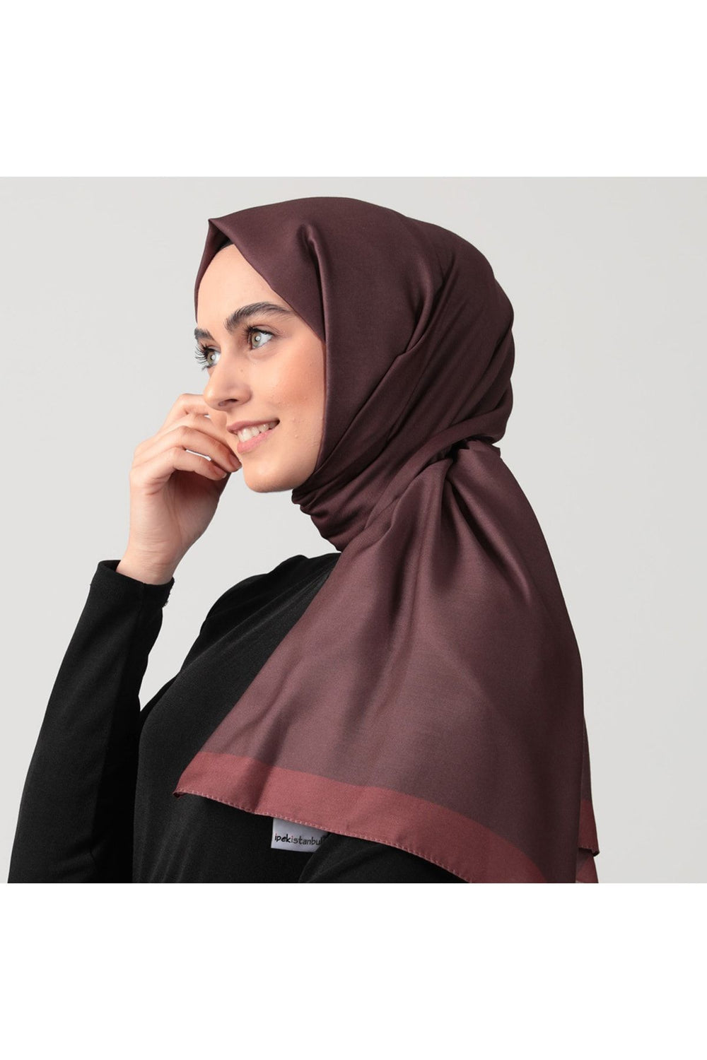 Pamuk Ipek Şal - Düz Renk Şal - Koyu Kahve