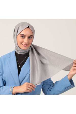 Yün İpek Şal - Dağ Desen - Gümüş