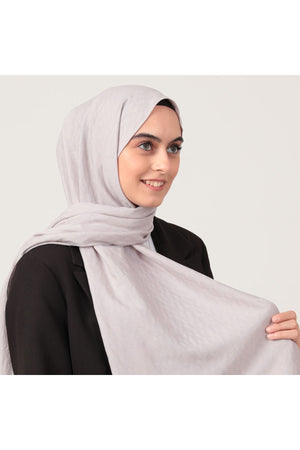 V Desen Fresh Cotton Şal - Buz Beyazı