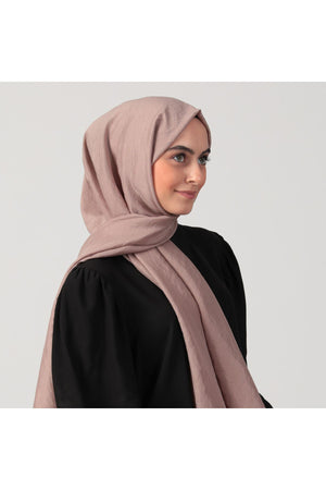 Pamuk Vual Şal - Koyu Vizon