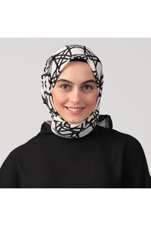 Pamuklu Bürümcük Eşarp - Asimetrik Desen - Ekru